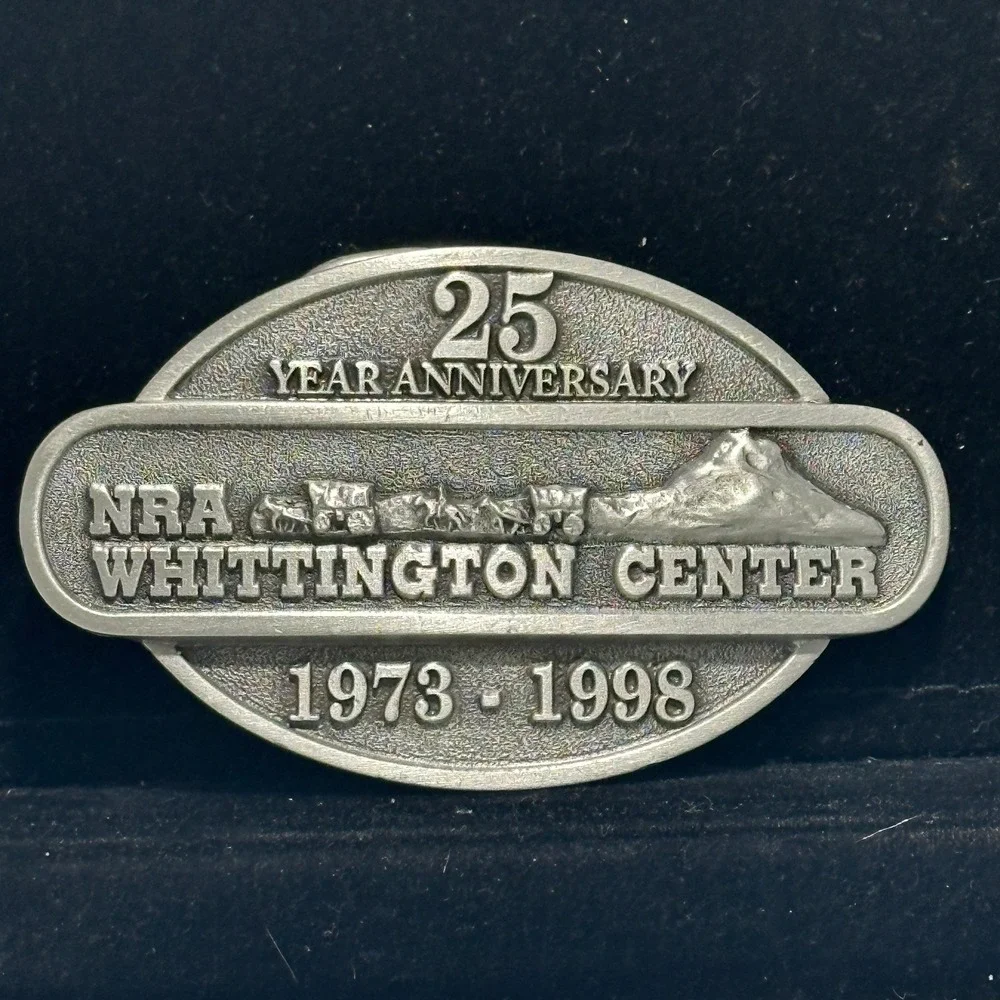 Vintage 1998 NRA Whittington Center 25th Anniversary Belt Buckle Silver Hunting